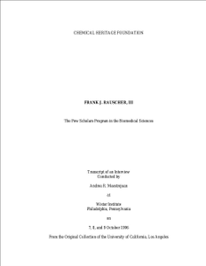 Oral history interview with Frank J. Rauscher, III