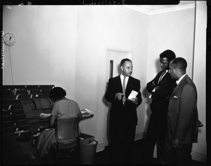 Sidney Poitier at Industrial Bank [of Washington], May 1964 [cellulose acetate photonegative]