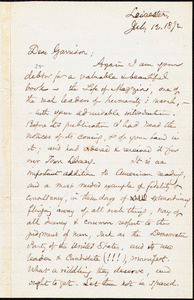 Letter from Samuel May, Jr., Leicester, [Mass.], to William Lloyd Garrison, July 12. 1872