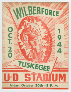 Program for a college football game between Wilberforce and Tuskegee, 1944