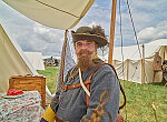 Brandon Reynolds, who plays a Confederate officer at the re-enactment, held each American Independence Day Weekend (on and surrounding July 4), of various skirmishes at the decisive 1863 Battle of Gettysburg, in Pennsylvania, which turned the tide of the American Civil War against the outmanned, rebellious Confederates for good