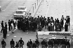 Thumbnail for James Bevel and other marchers on Dexter Avenue in front of the Capitol in Montgomery, Alabama, at the conclusion of the Selma to Montgomery March.