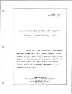 Boston Ryan White CARE act title I planning council meeting