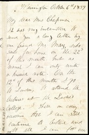 Letter to] My dear Mrs. Chapman [manuscript