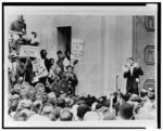 [Robert F. Kennedy using megaphone to address a group of civil rights demonstrators at the Justice Department in Washington, D.C.]