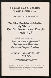 Thumbnail for Program: The 50th Birthday Celebration of the Late Rev. Dr. Martin Luther King, Jr., January 15, 1979