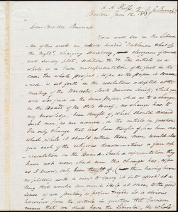 Letter from Amos Augustus Phelps, Boston, to Uzziah Cicero Burnap, Jan 12, 1839