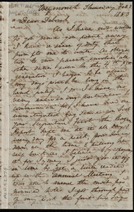 Incomplete letter from Anne Warren Weston, Weymouth, [Mass.], to Deborah Weston, Thursday, Feb. 3, 1853