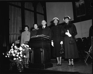 Rev[erend] Faulkner at H[oward] U[niversity] Chapel, January 1950 [cellulose acetate photonegative]