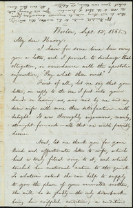 Letter from William Lloyd Garrison, Boston, [Mass.], to Henry Villard, Sept. 12, 1865