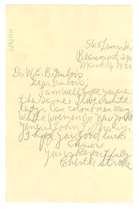 Letter from Chester Strode to W. E. B. Du Bois