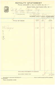 Thumbnail for Henry Holt and Company royalty statement