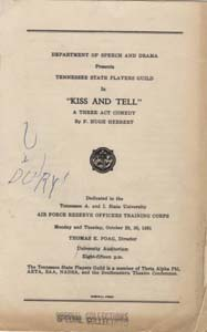 Tennessee State Players Guild Presents "Kiss and Tell", 1951