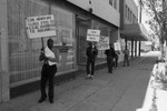 Black Aerospace Workers picketing the office of Congressman Gus Hawkins, Los Angeles, ca. 1987