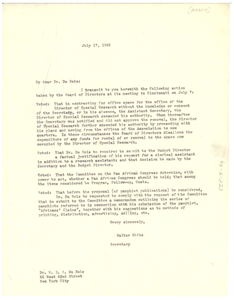 Letter from Walter White to W. E. B. Du Bois