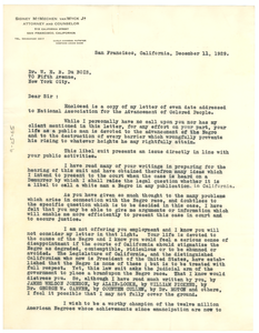 Letter from Sidney M. Van Wyck, Jr. to W. E. B. Du Bois