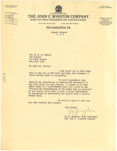 Letter from John C. Winston Company to W. E. B. Du Bois