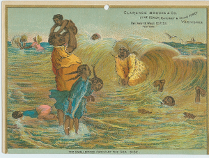 Calendar with illustration depicting an African-American family at the ocean