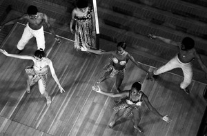 Elma Lewis' dancers perform at City Hall, Boston City Hall