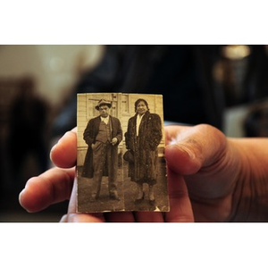 Harvey Sanford shows a picture of his parents