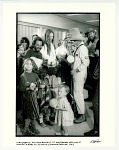 Wavy Gravy (AKA Hugh Romney) and Hog Farmers arriving at Kennedy Airport, NY on way to Woodstock Festival. 1969