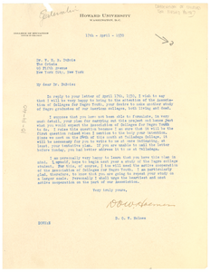 Letter from The Association of Colleges for Negro Youth to W. E. B. Du Bois