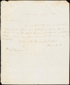 Thumbnail for Letter from Prudence Crandall, Boston, [Massachusetts], to William Lloyd Garrison, 1833 January 29th