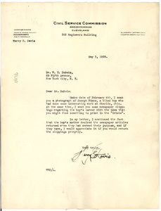 Letter from Harry E. Davis to W. E. B. Du Bois