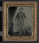 [Unidentified cavalry soldier in Union uniform with bugle and sword]