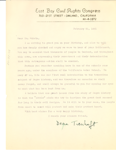 Letter from East Bay Civil Rights Congress to W. E. B. Du Bois