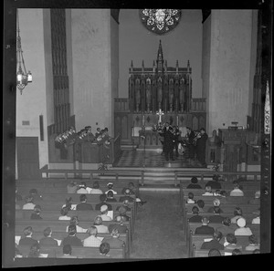 View of the concert setting from the balcony in Boston University chapel