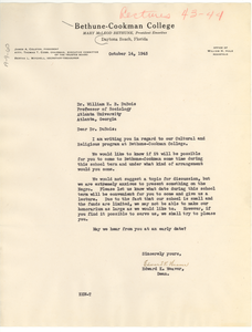 Letter from Bethune-Cookman College to W. E. B. Du Bois