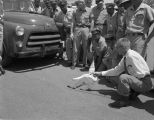 Traffic safety demonstration, probably for city drivers in Montgomery, Alabama.