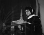 Sonia Sanchez speaking at the 1998 Temple University commencement