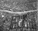 Exposition Boulevard, Martin Luther King Jr. Boulevard, Figueroa Street and 110 Freeway, looking east