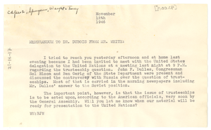 Memorandum from Walter White to W. E. B. Du Bois