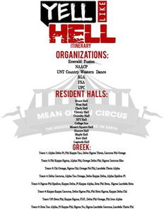 Thumbnail for Flyer: Yell Like Hell Itenerary