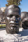 Bust of Jackie Robinson, the baseball star and civil-rights pioneer, which appears next to a similar statue of his brother, Mack, a silver medalist in the 1936 Olympics. Pasadena, California