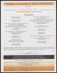 Program: Writer's Night Showcase