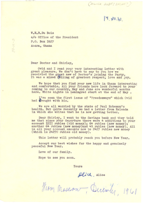 Letter from Alice Bobrysheva to Doctor and Shirley Du Bois