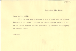 Memorandum from W. E. B. Du Bois to A. G. Dill