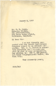 Thumbnail for Letter from W. E. B. Du Bois to W. N. Jones