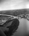 Aerial view of the Edmund Pettus Bridge and the Alabama River in Selma, Alabama, on the first day of the Selma to Montgomery March.