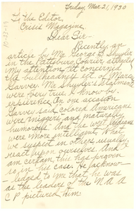 Letter from James C. Chappell to the editor of The Crisis