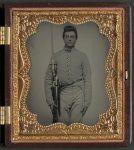 [Private Parris P. Casey of Company I, "Cherokee Rangers," 19th Alabama Infantry Regiment, with bayoneted musket]