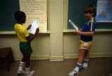 Students reading in classroom