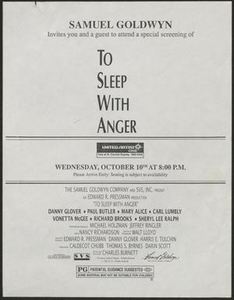 Flyer: To Sleep With Anger