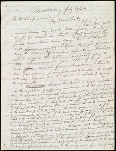 Letter from John Anderson Collins, Middlebury, [VT], to Maria Weston Chapman, July 14/[18]43