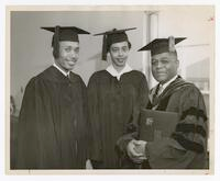 James P. Brawley and Two Unidentified Graduates at Commencement, 1955