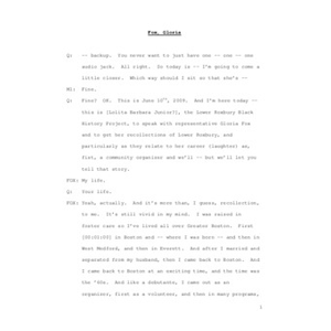 Transcript of interview with Gloria Fox, June 10, 2009